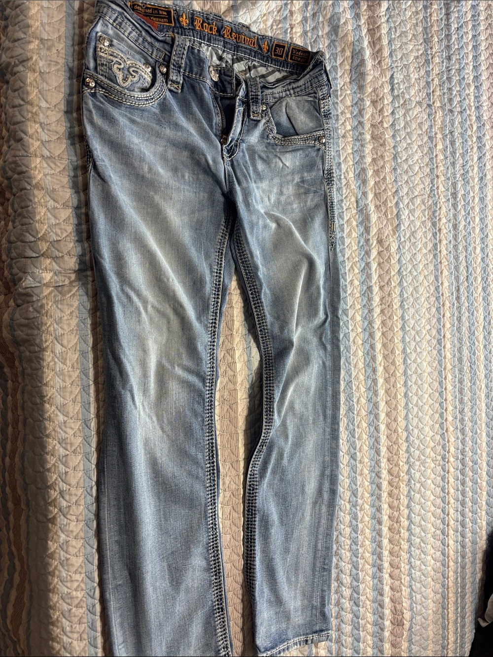 Rock Revival Men’s Faded Light Blue Skinny Jeans